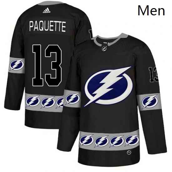 Mens Adidas Tampa Bay Lightning 13 Cedric Paquette Authentic Black Team Logo Fashion NHL Jersey